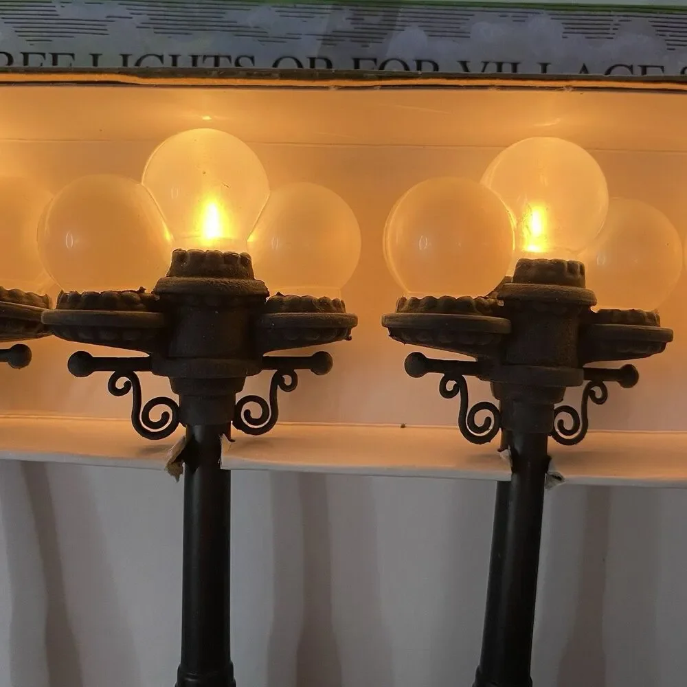 Vtg Kurt Adler 10 Victorian Street Light Set For Christmas Village or Tree NIB